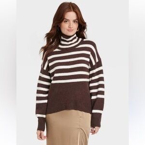 A New Day women Mocked Turtleneck Stripe Sweater!